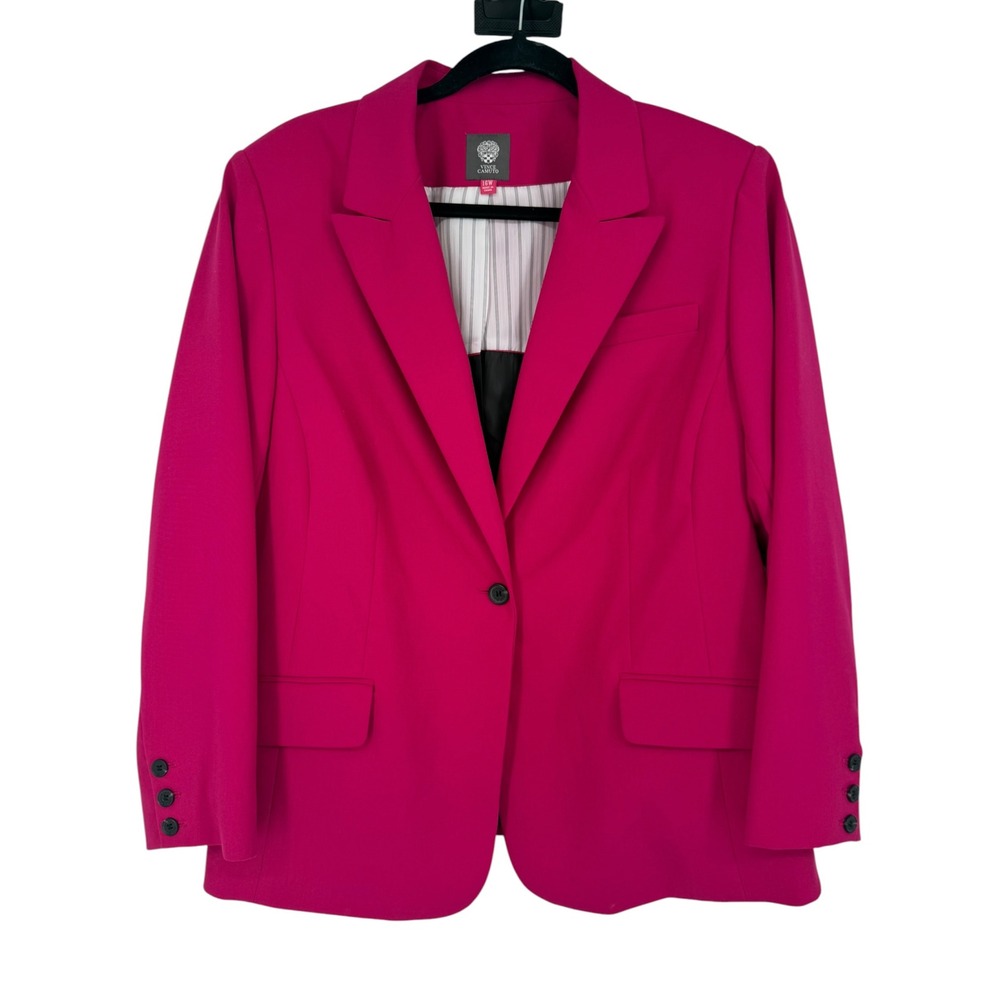 Vince Camuto Womens Pink One Button Blazer Jacket Plus Size 16W Career Office